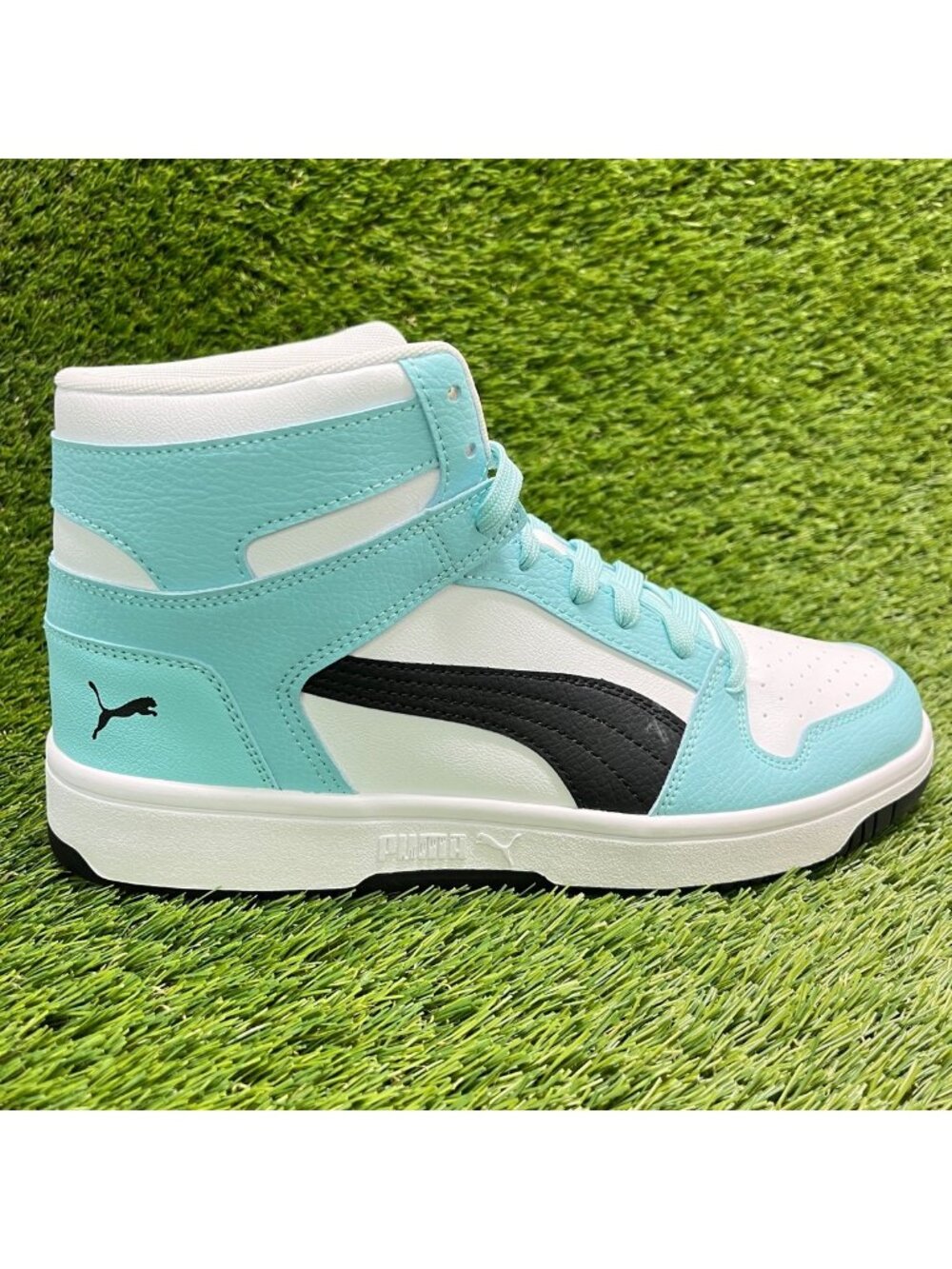 Puma Rebound Layup Mid Womens Size 11 White Blue Athletic Leather Shoes Sneakers